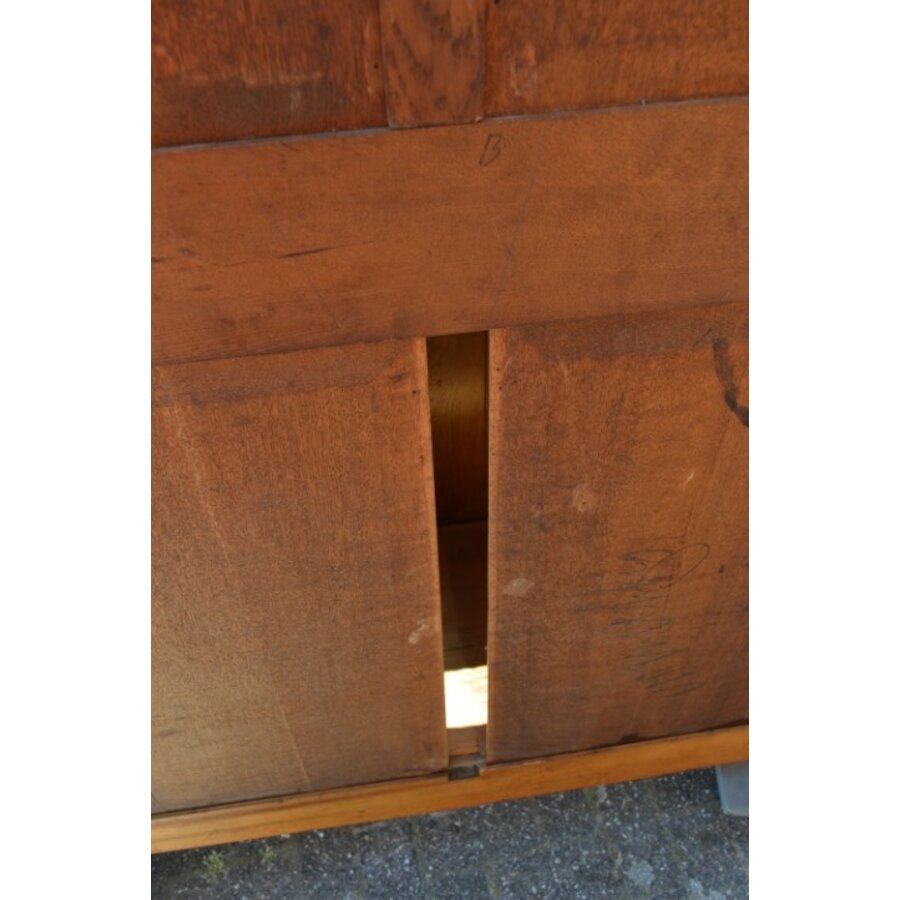 Antieke eikenhouten vitrinekast met glas uit begin vorige eeuw-6