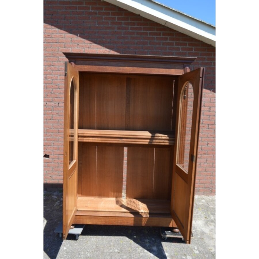 Antieke eikenhouten vitrinekast met glas uit begin vorige eeuw-10