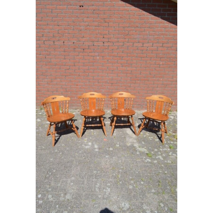 Set van 4 klassieke Windsor cafestoelen van beukenhout-1