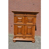 thumb-Klassieke vintage massief eiken kussenkast met lades-2