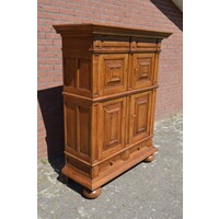 thumb-Klassieke vintage massief eiken kussenkast met lades-1