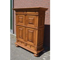 thumb-Klassieke vintage massief eiken kussenkast met lades-3