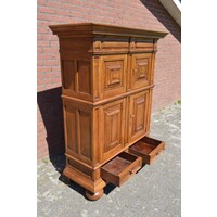 thumb-Klassieke vintage massief eiken kussenkast met lades-4
