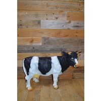 thumb-Landelijk polyester tuinbeeld van zwart bonte koe op ware grootte-1