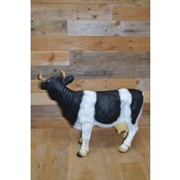thumb-Landelijk polyester tuinbeeld van zwart bonte koe op ware grootte-4
