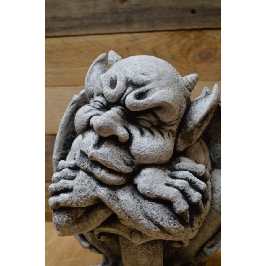 Gotische waterspuwer met zwaard – betonnen dakduivel of steenwachter-6
