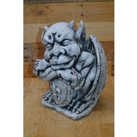 thumb-Gotische betonnen waterspuwer met schild-1