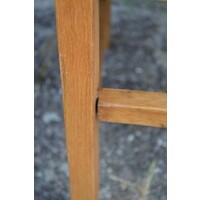 thumb-Set van 4 landelijke houten Hollandse stoelen met geblokte bouclé bekleding-6