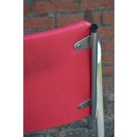 thumb-Set van 4 vintage metalen stapelstoelen met rood skai bekleding-8