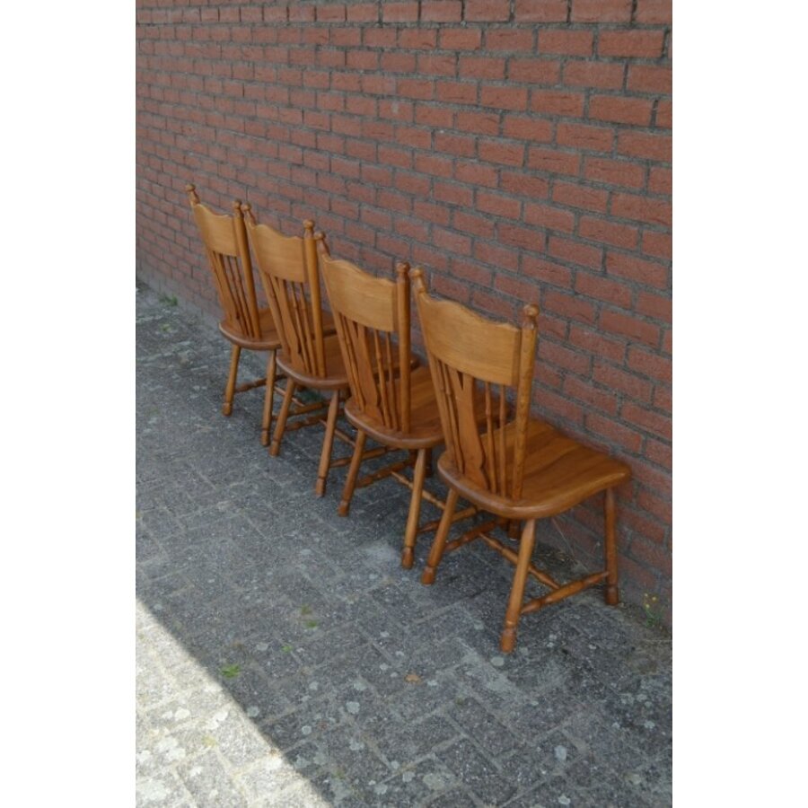 Set van 4 eiken vintage keukenstoelen van Meeuwis Karaktermeubelen Oirschot uit de jaren 60-8