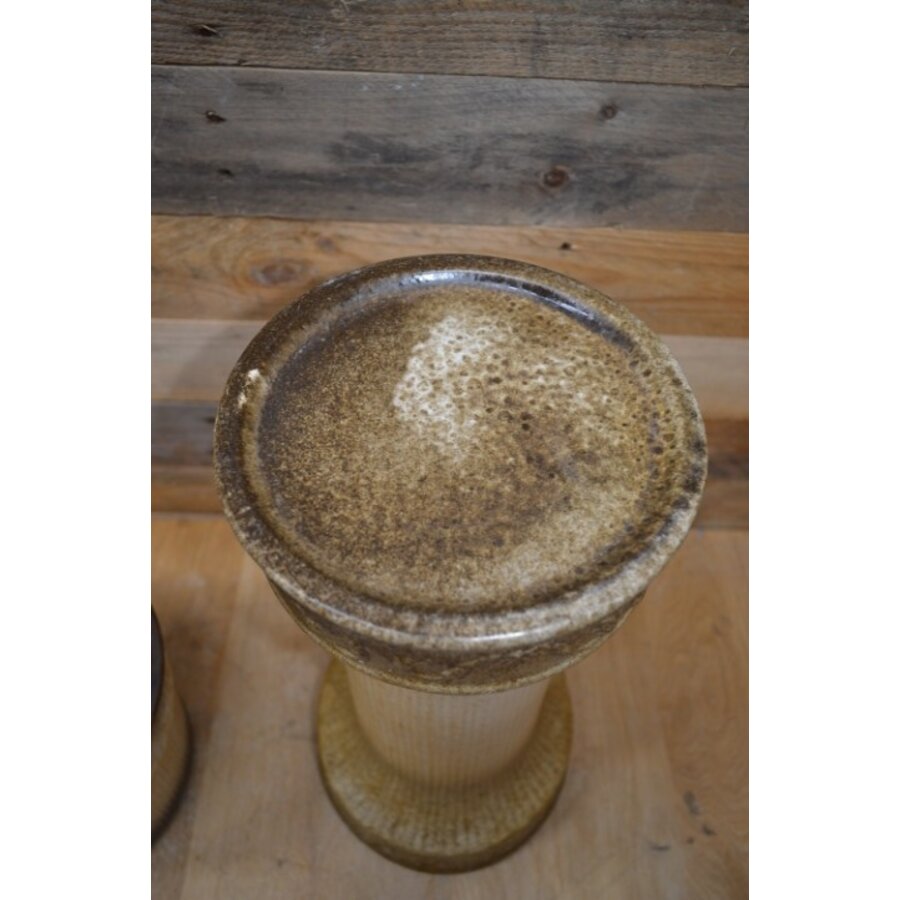 Vintage keramische zuil met pot – West-Duits aardewerk van Wegmann-3