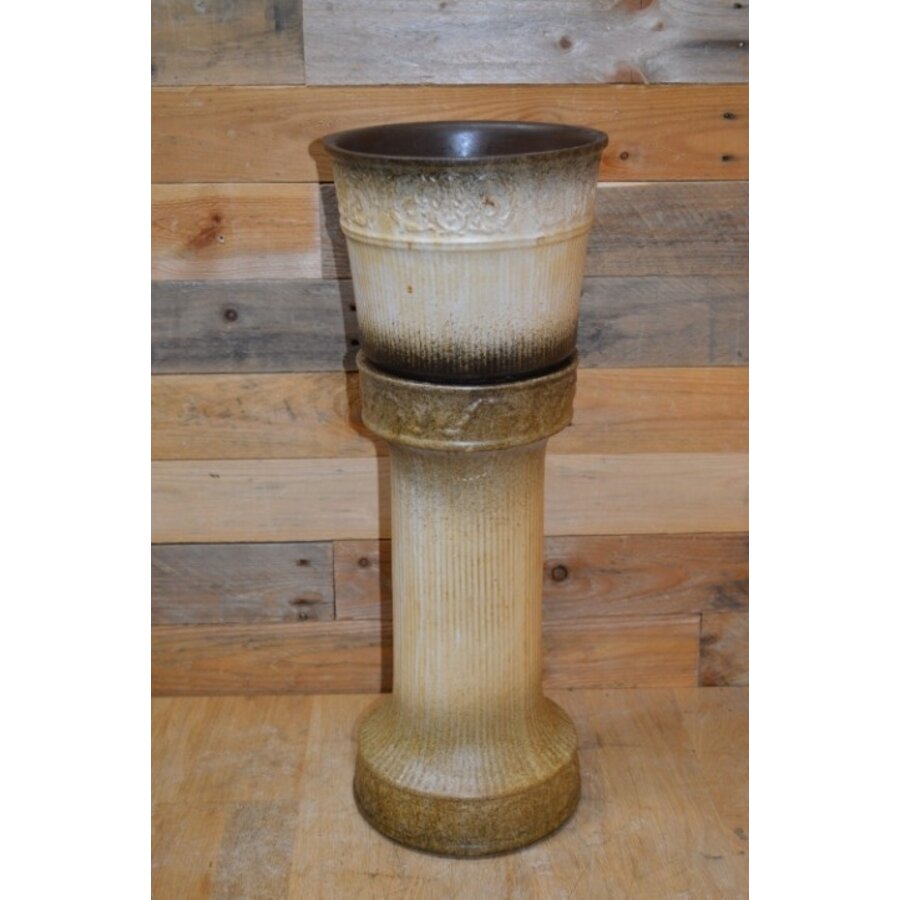 Vintage keramische zuil met pot – West-Duits aardewerk van Wegmann-6