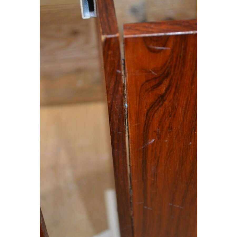 Retro mid-century lectuurtafel met teakhouten blad en metalen frame-8