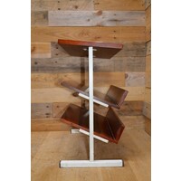 thumb-Mid-century lectuurtafel teak met wit buisframe jaren 60–70-3