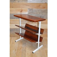 thumb-Mid-century lectuurtafel teak met wit buisframe jaren 60–70-1