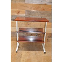 thumb-Mid-century lectuurtafel teak met wit buisframe jaren 60–70-4