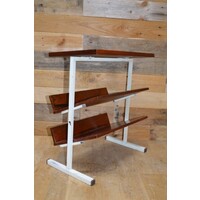 thumb-Mid-century lectuurtafel teak met wit buisframe jaren 60–70-5