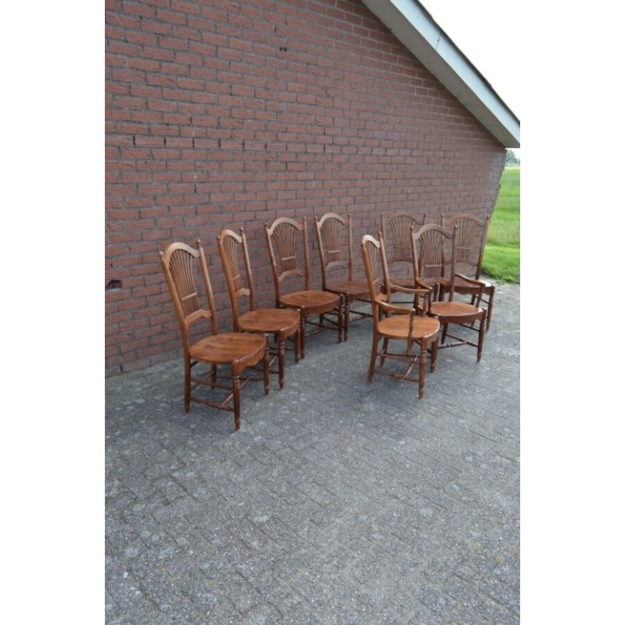 Set van 8 Provençaalse stoelen – eind 20e eeuw – met korenaar in rugleuning-2