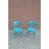 Beukenhouten armstoelen blauw