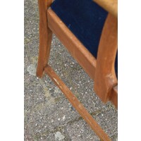 thumb-6 vintage eiken stoelen met blauw velours zitting en rugleuning-9