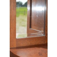 thumb-Antieke eiken kast met natuursteen blad en facet geslepen spiegels-7