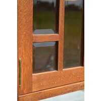 thumb-Antieke eiken kast met natuursteen blad en facet geslepen spiegels-8