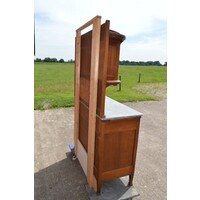 thumb-Antieke eiken kast met natuursteen blad en facet geslepen spiegels-10