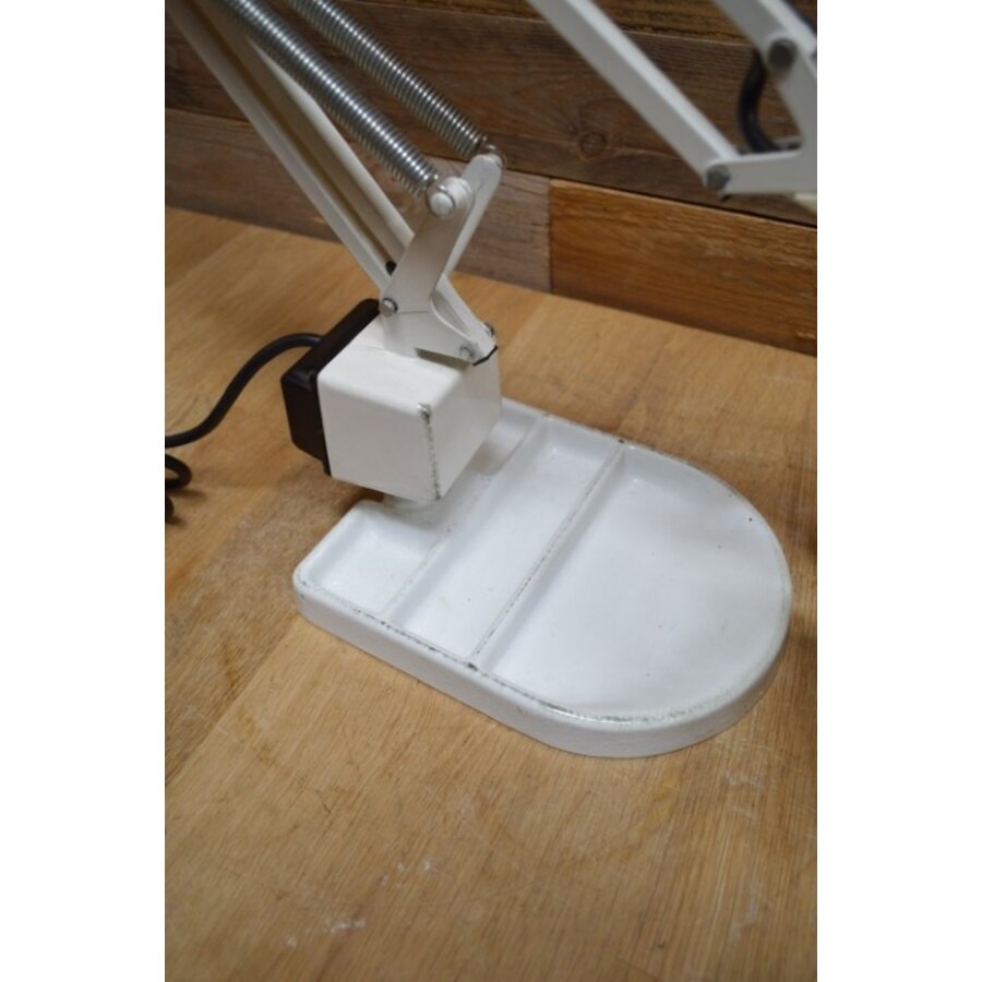 Vintage loeplamp Emmea 3005 met verstelbare arm, vergrootglas en geëmailleerde poot-2