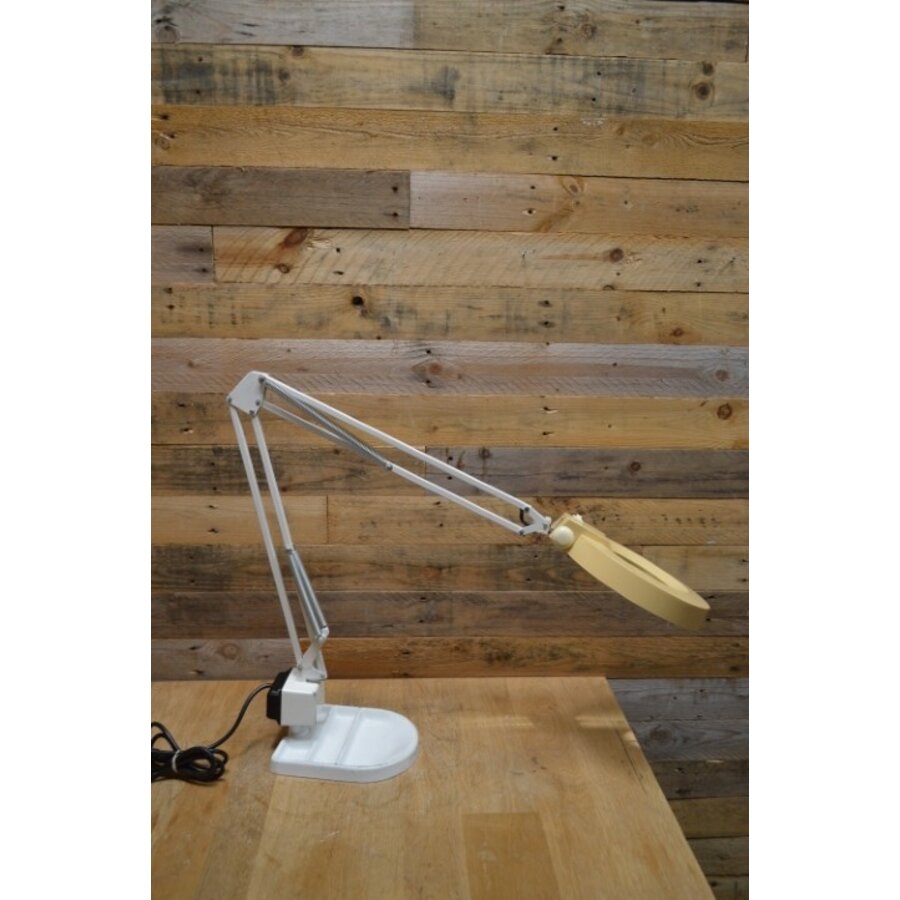 Vintage loeplamp Emmea 3005 met verstelbare arm, vergrootglas en geëmailleerde poot-5