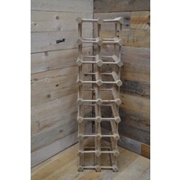 thumb-Vintage flessenrek van vurenhout voor 18 flessen met moderne uitstraling en gebruikssporen-1