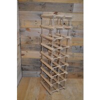 thumb-Vintage flessenrek van vurenhout voor 18 flessen met moderne uitstraling en gebruikssporen-5