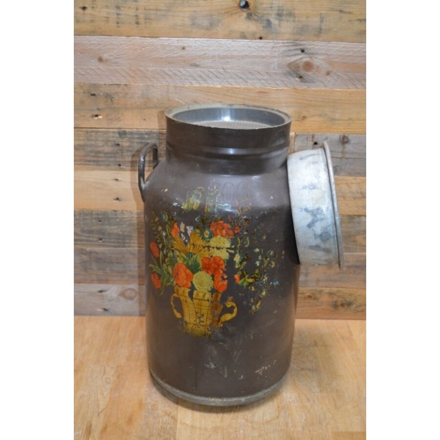 Aluminium melkbus vintage met bloemmotieven – 25 liter – nr. 406-1
