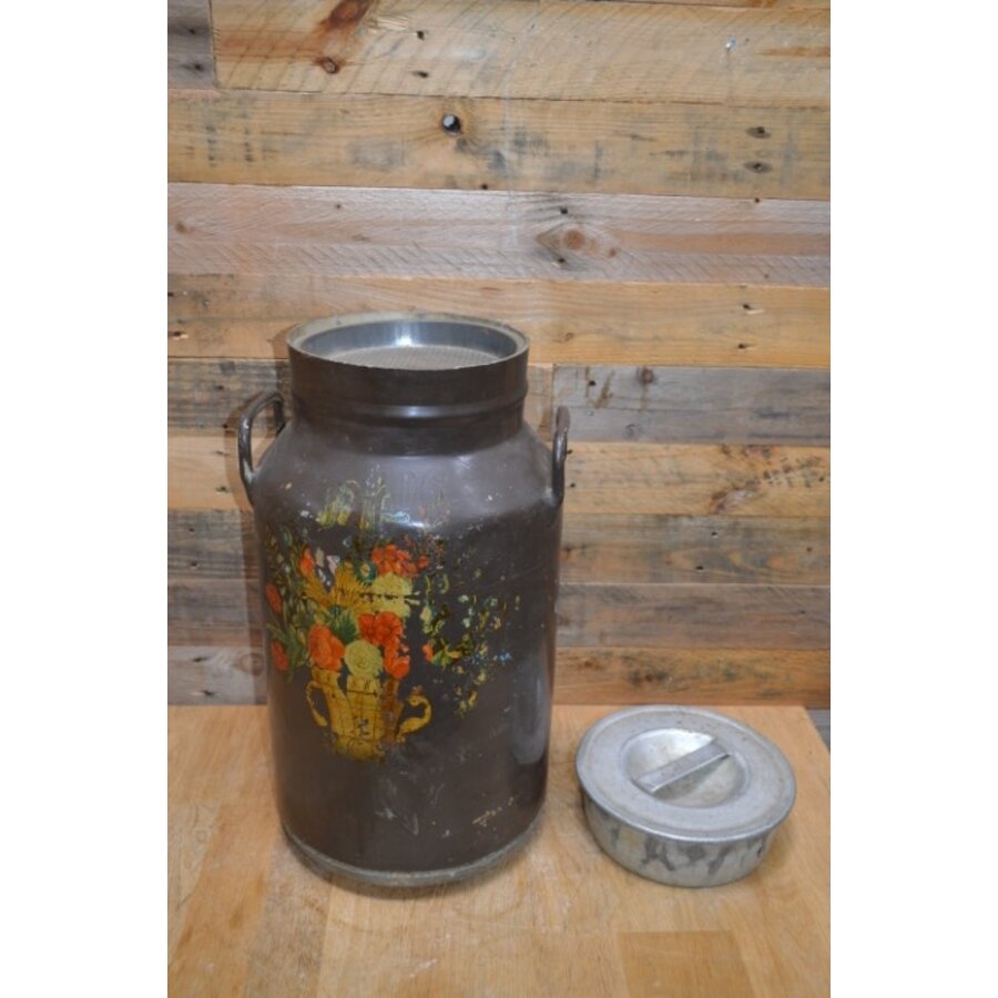 Aluminium melkbus vintage met bloemmotieven – 25 liter – nr. 406-3