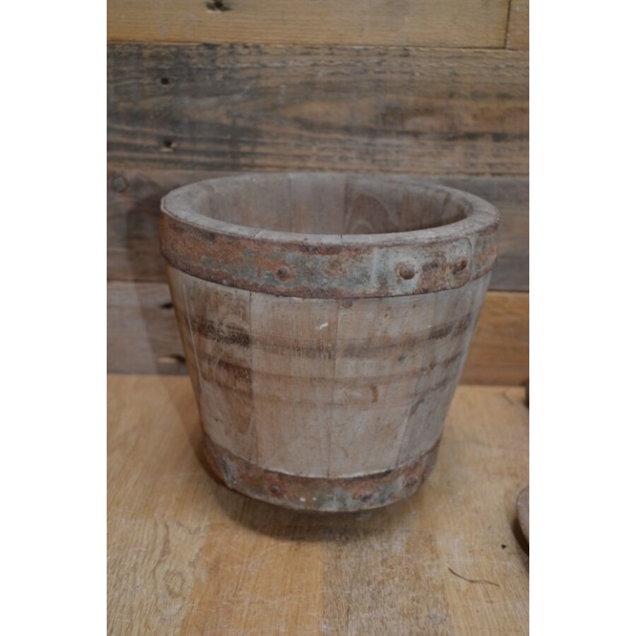 Volledig complete antieke kaaskop – Houten kaasmal met originele lepel-6