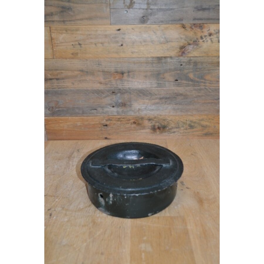 Oude metalen melkbus 1959-N-331 – geschilderd met beplakt met bloemmotief, decoratief tweedehands exemplaar-10