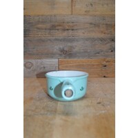 thumb-Vintage Dru Holland geëmailleerde gietijzeren steelpan – Retro verzamelobject met groen tulpdecor-5