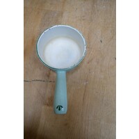 thumb-Vintage Dru Holland geëmailleerde gietijzeren steelpan – Retro verzamelobject met groen tulpdecor-6