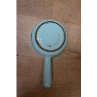 thumb-Vintage Dru Holland geëmailleerde gietijzeren steelpan – Retro verzamelobject met groen tulpdecor-7