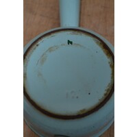 thumb-Vintage Dru Holland geëmailleerde gietijzeren steelpan – Retro verzamelobject met groen tulpdecor-8