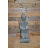 thumb-Betonnen beeld Shiva in knielende houding met bakje – Gestileerd en decoratief-1