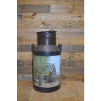 thumb-Oude metalen melkbus handbeschilderd – Boerderij en lindeboom, decoratief en nostalgisch-1