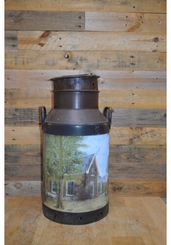 Metalen melkbus handbeschilderd 