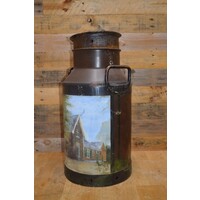 thumb-Oude metalen melkbus handbeschilderd – Boerderij en lindeboom, decoratief en nostalgisch-2