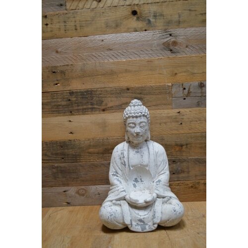 Betonnen beeld boeddha wit tweedehands 