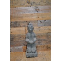 thumb-Betonnen beeld van Shiva in knielende houding met bakje – klein model-1