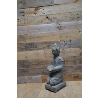 thumb-Betonnen beeld van Shiva in knielende houding met bakje – klein model-2