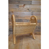 thumb-Retro rotan lectuurmand – Vintage tijdschriftenrek met handgrepen-1