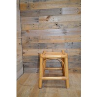 thumb-Vintage tafeltje met bamboe frame en houten blad-1