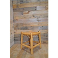 thumb-Vintage tafeltje met bamboe frame en houten blad-2