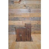 thumb-Volkskunst houten kerststal uit 1960 met plek voor beelden van 15 cm-4